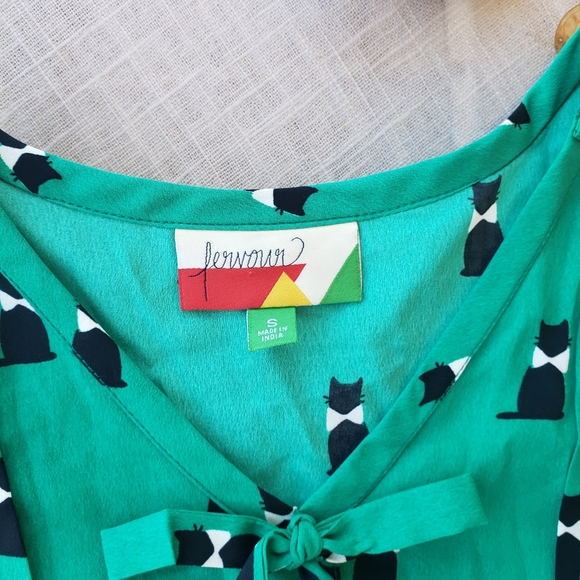 Modcloth Exploratory Style Cat Print A-Line Dress - Picture 12 of 12